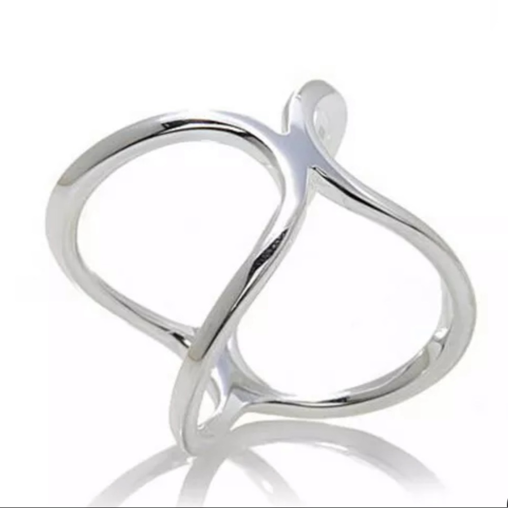Solid 925 SS Italy Criss Cross “X” Design Ring